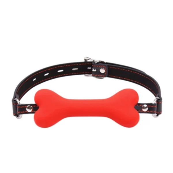 Power Escorts Bone Gag Red - Knebel w kształcie kości, czerwony