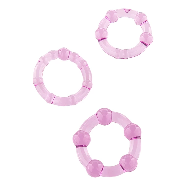 Stay Hard Three Rings - Purple - Zestaw elastycznych pierścieni erekcyjnych, fioletowe