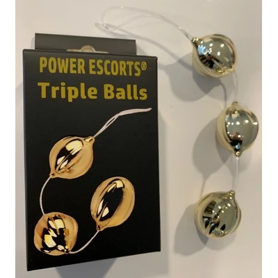 Power Escorts Triple Balls Gold - Kulki analne, złote