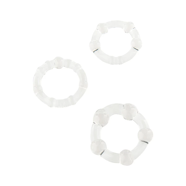 Stay Hard Three Rings - Clear - Zestaw elastycznych pierścieni erekcyjnych, przezroczyste