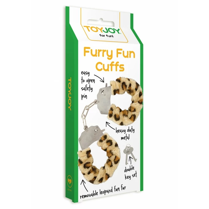 ToyJoy Furry Fun Cuffs Leopard Plush - Kajdanki z futerkiem, panterka