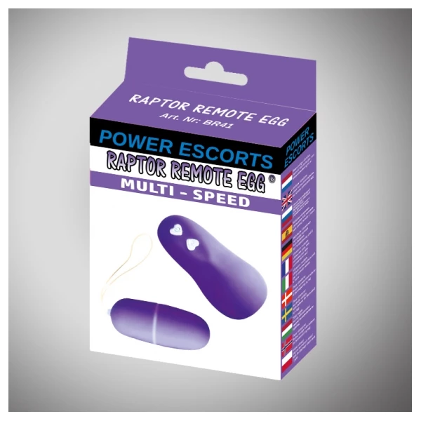 Power Escorts Raptor Remote Egg Purple Remote Egg - Wibrujące jajeczko na pilota, fioletowe
