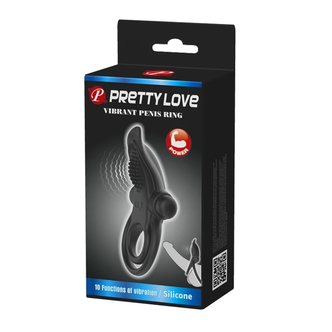 Pretty Love Vibrant Penis Ring Black 10 s - Wibrujący pierścień erekcyjny