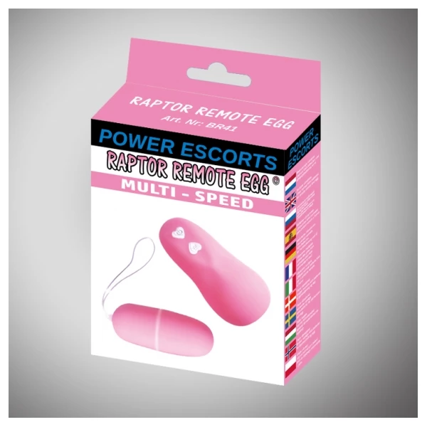 Power Escorts Raptor Remote Egg Pink Remote Egg - Wibrujące jajeczko na pilota, różowe