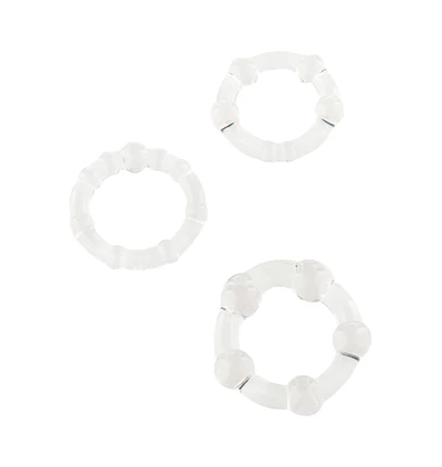 Stay Hard Three Rings - Clear - Zestaw elastycznych pierścieni erekcyjnych, przezroczyste