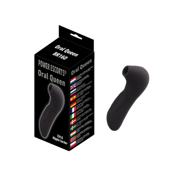 Power Escorts Oral Queen Black Clit Sucker Rechargeable - Soniczny wibrator łechtaczkowy