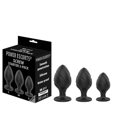 Power Escorts Screw Plug 3 Pack - Zestaw korków analnych
