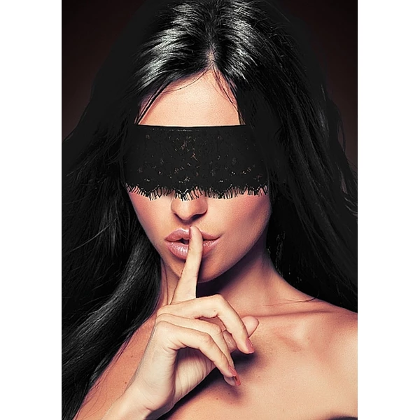 Ouch! Mystère Lace Mask Black - Koronkowa przepaska na oczy