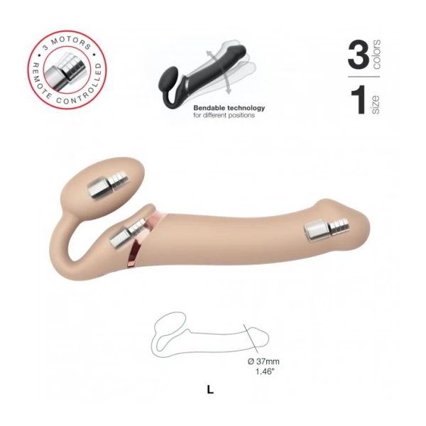 Strap-on-me Vibrating Strap-on Vanilla L - Wibrujące dildo strap on, Beżowy