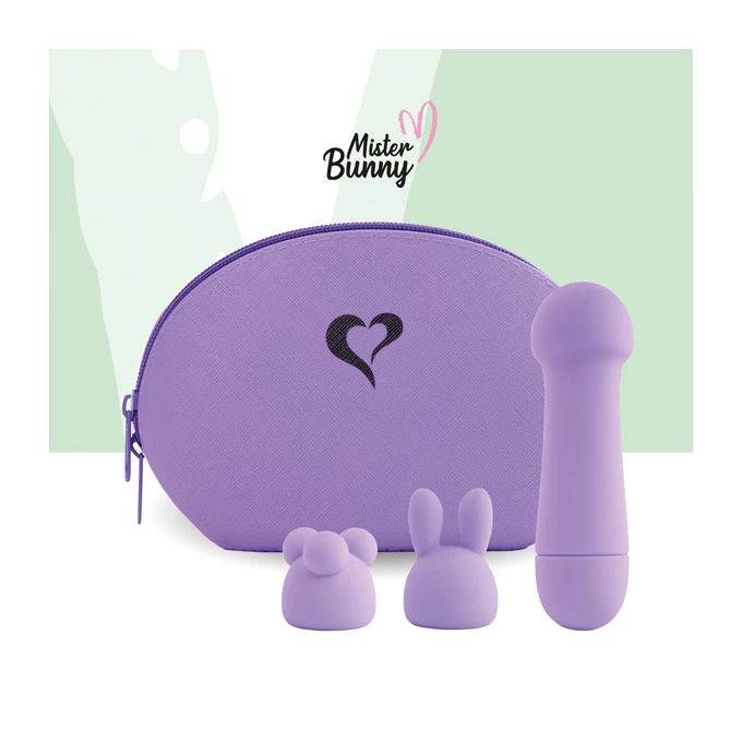 FeelzToys Mister Bunny Massage Purple - Wibrator wand z dodatkowymi końcówkami Fioletowy