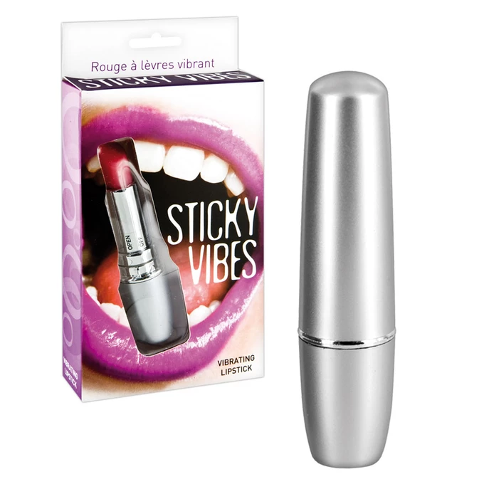 Glamy Sticky Vibes Silver - Miniwibrator w kształcie szminki