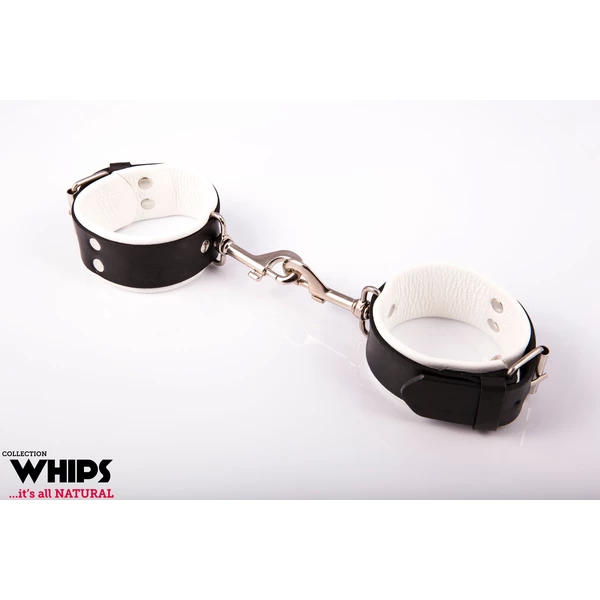 Whips Collection - Kajdanki Męskie, Z Karabińczykami, Białe