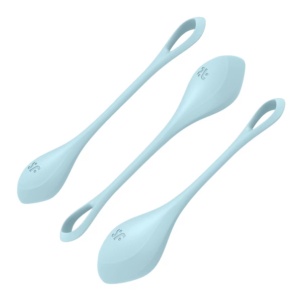Satisfyer Yoni Power 2 (light blue) - Zestaw kulek do ćwiczenia mięśni kegla, Niebieski