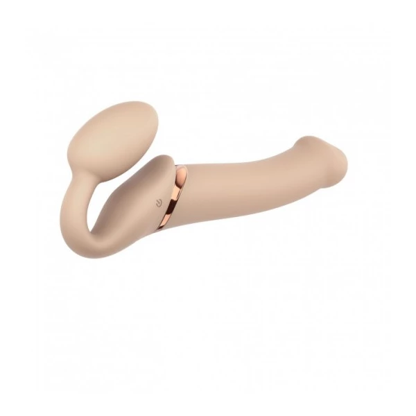 Strap-on-me Vibrating Strap-on Vanilla L - Wibrujące dildo strap on, Beżowy