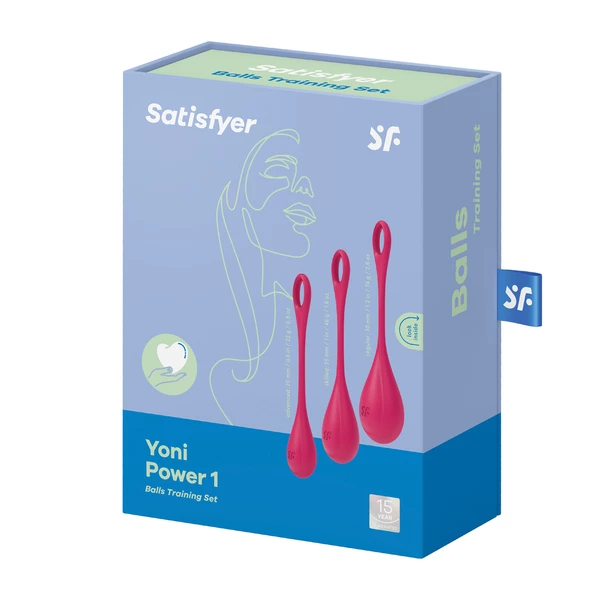 Satisfyer Yoni Power 1 (Red) - Zestaw kulek do ćwiczenia mięśni kegla, Czerwony