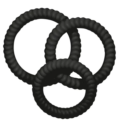 You2Toys Lust 3 Black - Zestaw elastycznych pierścieni erekcyjnych, czarne
