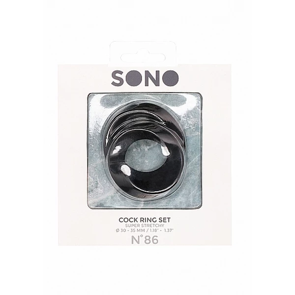 Sono No. 86 Cock Ring Set Black - Zestaw elastycznych pierścieni erekcyjnych