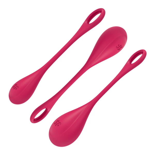 Satisfyer Yoni Power 1 (Red) - Zestaw kulek do ćwiczenia mięśni kegla, Czerwony