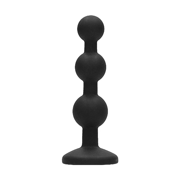 Ouch! Silicone Beaded Diamond Butt Plug Black - Koraliki analne z diamentem