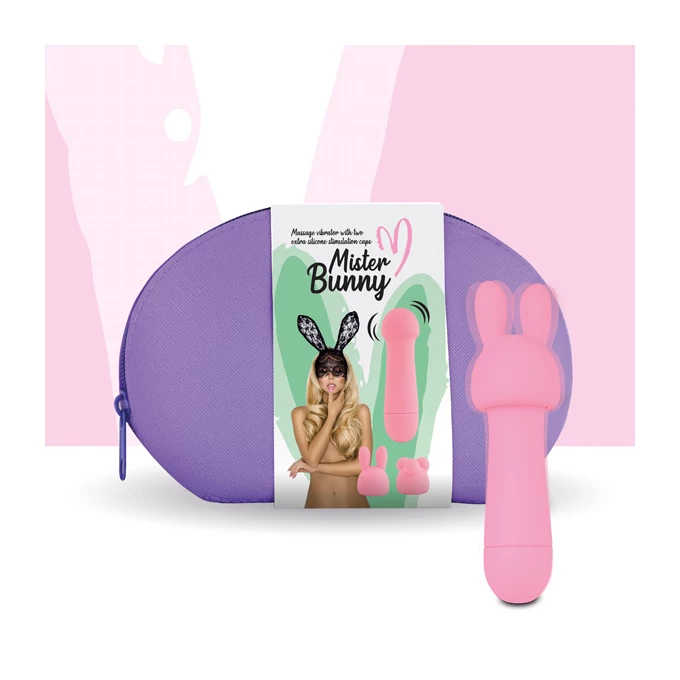 FeelzToys Mister Bunny Massage Pink - Wibrator wand z dodatkowymi końcówkami Różowy