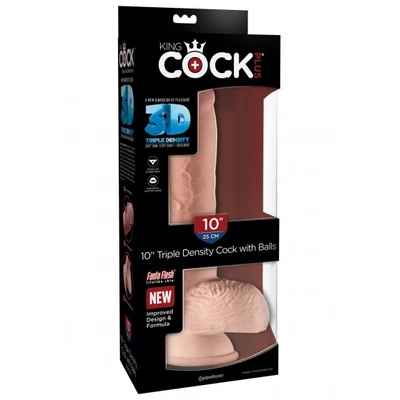 King Cock Triple Density with Balls 10 Inch - dildo na przyssawce