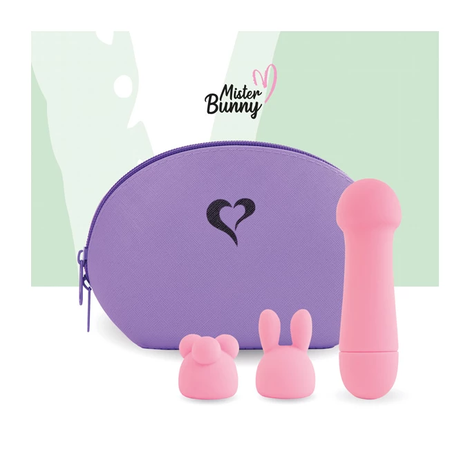 FeelzToys Mister Bunny Massage Pink - Wibrator wand z dodatkowymi końcówkami Różowy