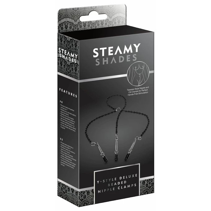 Steamy Shades Y Style Deluxe Beaded Nipple Clamps - Zaciski na sutki i łechtaczkę