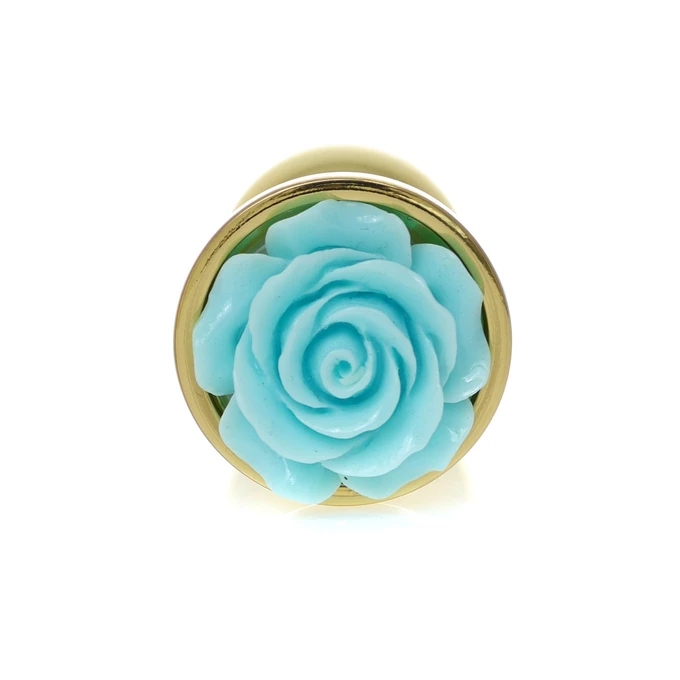 Boss Series Jewellery Gold Plug Rose Light Blue - Korek analny z ozdobnym kwiatem Niebieski