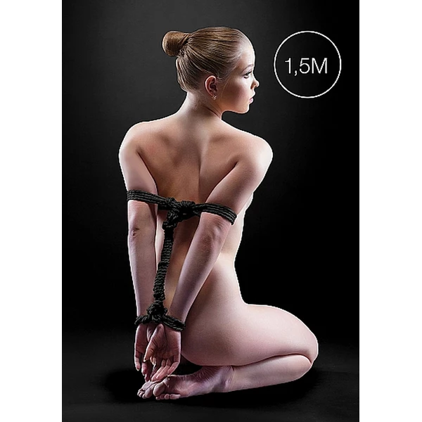 Ouch! Japanese Mini Rope 1,5M Black - Lina do krępowania Czarny