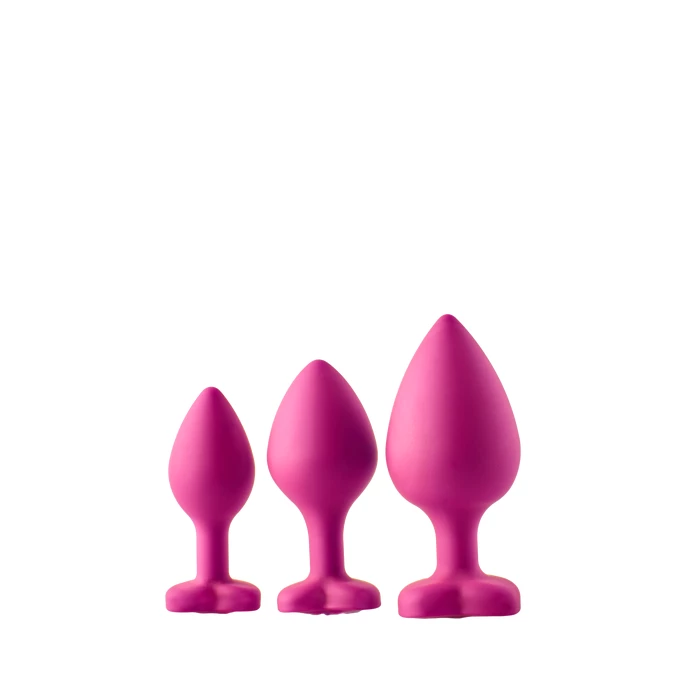 Flirts Flirts Anal Training Kit Gem Stone Pink - Zestaw korków analnych z diamentem Różowy
