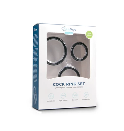 Easy Toys Cock Ring Set Black - Zestaw elastycznych pierścieni erekcyjnych Czarny