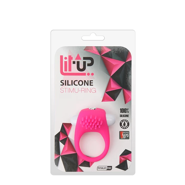 Lit Up Silicone Stimu Ring 5 Pink - Wibrujący pierścień erekcyjny