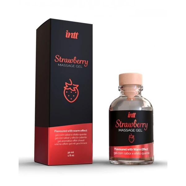 Intt Strawberry Kissable Massage Gel - Jadalny olejek do masażu o smaku truskawkowym