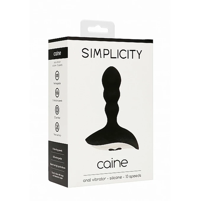 Simplicity Caine Anal Vibrator Black - Wibrujący korek analny Czarny