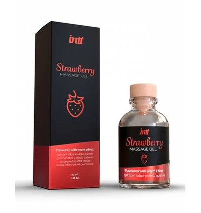 Intt Strawberry Kissable Massage Gel - Jadalny olejek do masażu o smaku truskawkowym