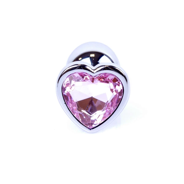 Boss Series Jewellery Silver Heart Rose - Korek analny z diamentem Różowy