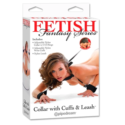 Fetish Fantasy Collar With Cuffs &amp; Leash - Zestaw do krępowania