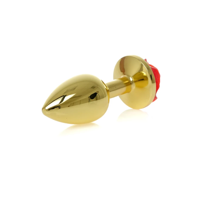 Boss Series Jewellery Gold Plug Rose Red - Korek analny z ozdobnym kwiatem Czerwony