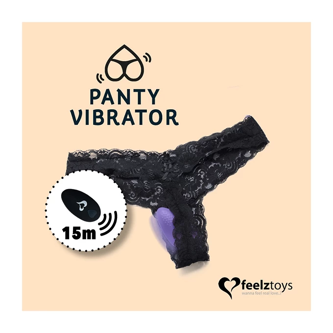 FeelzToys Panty Vibe Remote Controlled Vibrator Black - Wibrator łechtaczkowy do bielizny Czarny