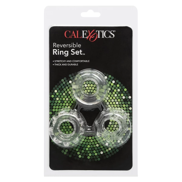 CalExotics Reversible Ring Set Clear - Zestaw elastycznych pierścieni erekcyjnych