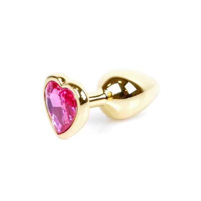 Boss Series Jewellery Gold Heart Pink - Korek analny z diamentem Różowy