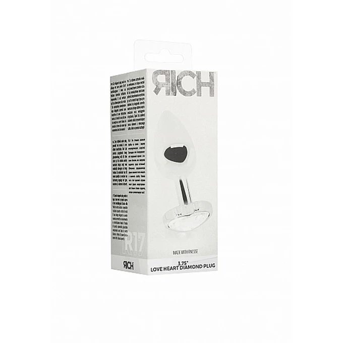 Rich Love Heart Diamond Plug 3.75 Inch Silver - Korek analny z diamentem