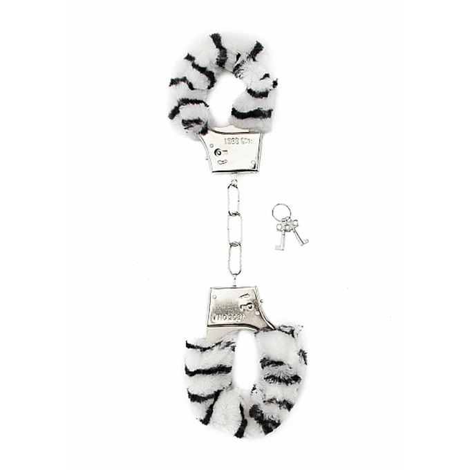ShotsToys Furry Handcuffs Zebra - Kajdanki z futerkiem zebra