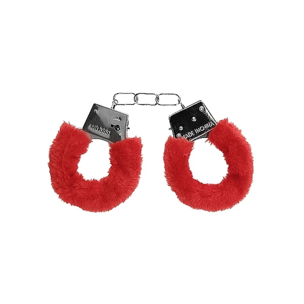 Ouch! Beginner&quot;S Handcuffs Furry Red - Kajdanki z futerkiem Czerwony