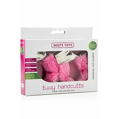 ShotsToys Furry Handcuffs Pink - Kajdanki z futerkiem Różowy