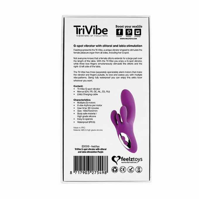 FeelzToys Trivibe G Spot Vibrator - Wibrator króliczek Fioletowy