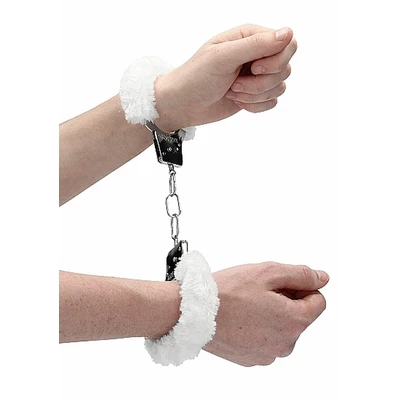 Ouch! Beginner&quot;S Handcuffs Furry White - Kajdanki z futerkiem Biały