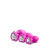 Blush Luxe Bling Plugs Training Kit Pink - Zestaw korków analnych z diamentem Różowy