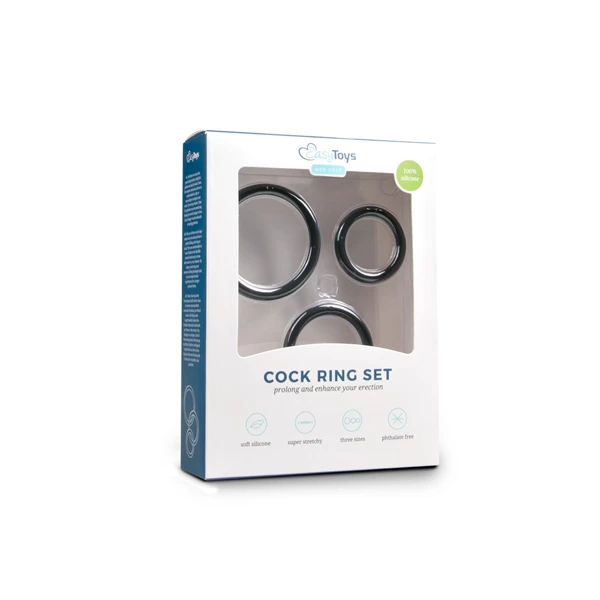 Easy Toys Cock Ring Set Black - Zestaw elastycznych pierścieni erekcyjnych Czarny