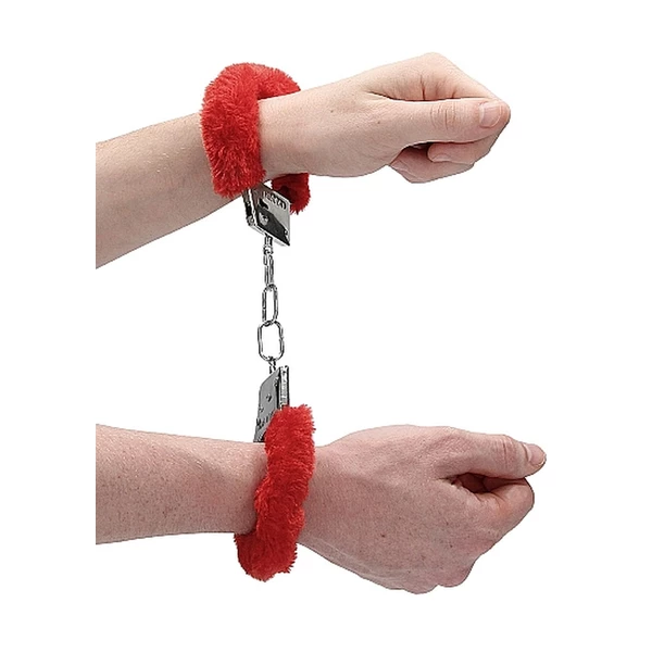 Ouch! Beginner&quot;S Handcuffs Furry Red - Kajdanki z futerkiem Czerwony